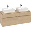 VILLEROY & BOCH Legato závesná skrinka pod dve umývadlá na dosku, 4 zásuvky, 1400 x 500 x 550 mm, Nordic Oak, B66900VJ