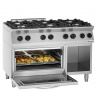Plynový sporák 6 hořáků s elektrickou troubou, GN 2/1, 1200x700x 955 mm | BARTSCHER, MFG 7360 inox