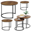 LEAN Sada 3 okrúhlych konferenčných stolíkov v vintage štýle z prírodného dreva, 51 cm, 40 cm, 30 cm