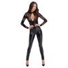 Noir Handmade Powerwetlook & Delicate Strech Tulle Jumpsuit 2730707 Black