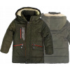 Detská bunda - Parka Pa3mep bunda 140 (Teplá zelená khaki bunda zimná kožušina 140)