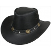 Austrálsky klobúk kožený - čierny kožený klobúk SCIPPIS RENO Veľkosť: 55 cm (S)