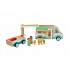 Adam Toys Drevený auto karavan s prívesom a príslušenstvom
