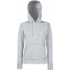 FRUIT OF THE LOOM CLASSIC LADY-FIT HOODED SWEAT / Dámska mikina s dvojvrstvovou kapucňou - svetlo šedý melír XXL