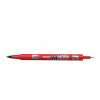 Permanentný popisovač, 0,8 2 mm, obojstranný, PILOT Twin, červený