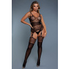 Be Wicked Goodnight Kiss Lace Catsuit - Black One Size (S-L 34 - 40) černá