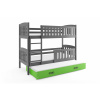 BMS Group Poschodová posteľ s prístelkou KUBO 3 200x90 grafitová - zelená