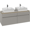 VILLEROY & BOCH Legato závesná skrinka pod dve umývadlá na dosku, 4 zásuvky, 1400 x 500 x 550 mm, Soft Grey, B66900VK