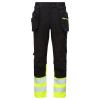 PORTWEST DX457 HI-VIS CRAFT / Reflexné pracovné nohavice do pása s odnímateľným puzdrom - HV žltá UK 40/EU 56