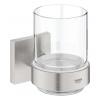 Grohe QuickFix Start Cube Pohárik na kefky a pastu, s držiakom, sklo/supersteel 41097DC0-GR