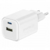 Nabíjačka do siete Swissten GAN 1x USB-C 45W PD + 1x USB-A 18W QC (22071300) biela