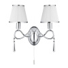 Searchlight Simplicity 2Lt Wall Light - Chrome, Glass & White Fabric