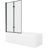 Mexen Cubik obdĺžniková vaňa 160 x 70 cm s obkladom a 2-krídlovou zástenou 100 cm, Čierny vzor - 550316070X9210027070