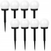Solárne svietidlá - 8x SOLÁRNA ZÁHRADNÁ GUĽA BIELA LED Knock-on 10 cm (Solárne svietidlá - 8x SOLÁRNA ZÁHRADNÁ GUĽA BIELA LED Knock-on 10 cm)