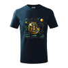 Bitcoin logo s grafmi - Tričko detské bavlnené - 122 cm/6 rokov ( Tmavomodrá (takmer čierna) )