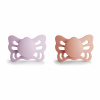 DVOJBALENIE ANATOMICKÝCH CUMLÍKOV FRIGG BUTTERFLY SOFT LILAC/ PRETTY IN PEACH, 0-6M, SILIKÓN