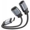SWISSTEN NABÍJECÍ AUDIO ADAPTÉR TEXTILE USB-C (samec) / 2x USB-C (samice) 0,12 M ČERNÝ 73502302