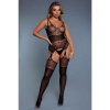 Be Wicked Goodnight Kiss Lace Catsuit - Curvy QS 46-50 černá