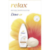 Dove Relax Dove Cream Oil tuhé mydlo s arganovým olejom 90 g + Dove Gentle Pamper sprchový gél 250 ml + Dove huba na umývanie 1 ks kozmetická sada