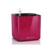Kvetináč Lechuza Cube Glossy 14 All inclusive set cherry pie high gloss glitter 14x14x14cm