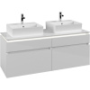 VILLEROY & BOCH Legato závesná skrinka pod dve umývadlá na dosku, 4 zásuvky, s LED osvetlením, 1400 x 500 x 550 mm, Glossy White, B669L0DH