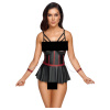 Cottelli Bondage Longline Bra & Crotchless Thong Matte Look Set 2221330 Black