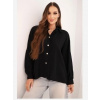 Kesi Włoski Dámska elegantná košeľa z viskózy s ozdobnými gombíkmi čierna