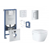 Grohe Rapid SLX Set predstenovej inštalácie, klozetu, dosky SoftClose, tlačidla Skate Cosmopolitan a súpravy na vhadzovanie tabliet, matný chróm SANI11BB2130-GR