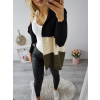 SVETER S KAPUCŇOU - ČIERNA+BÉŽOVÁ+KHAKI (Dámsky sveter)
