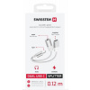 SWISSTEN NABÍJECÍ AUDIO ADAPTÉR TEXTILE USB-C (samec) / USB-C (samice) a 3,5mm AUX 0,12 M BÍLÝ 73502304