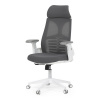 Autronic KA-S247 WT - Stolička kancelárska, tmavo šedá sieťovina MESH, biely plast, plastový kríž