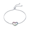 GRACE Silver Jewellery Stříbrný náramek se zirkony Duhové srdce, stříbro 925/1000 NR-SCB216/11 Stříbrná Nastavitelná