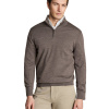 Charles Tyrwhitt Merino Zip Neck Jumper — Mocha - XL