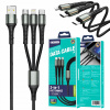 Kábel Jellico USB - USB typ C / microUSB / Lightning 1,2 m čierny