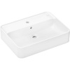 HANSGROHE Xuniva Q obdĺžniková umývadlová misa s otvorom, s prepadom, 600 x 450 mm, biela, s povrchom SmartClean, 61082450
