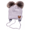 Zimná čiapka s fleecom Teddy Bear - chlupáčk. bambuľky - sv. šedá, šedá