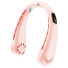 Techsuit - Neck Fan (H6) - Portable, USB-C, Rechargeable, Adjustable, Digital Display, 1200mAh - Pink