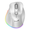 Genius Ergo 9000S Pro Myš, bezdrátová, optická, 2400DPI, 6 tlačítek, BT, 2,4GHz, USB-C nabíjení, tichá, 7barevné podsvícení, bílá 31030039400