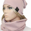 Nastavte čiapku, komín (golf) Koren, Beanie, Women's, Youth Shawl, Pink Chimney (Krásna súprava zimná komínová čiapka teplá)
