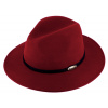 Fiebig - Headwear since 1903 Vínový klobúk fedora plstený - bordó s koženým pleteným pásikom - Fiebig Veľkosť: 55 cm (S)