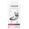 SWISSTEN NABÍJECÍ AUDIO ADAPTÉR TEXTILE USB-C (samec) / USB-C (samice) a 3,5mm AUX 0,12 M ČERNÝ 73502301