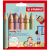 Woody Stabilo 3 v 1 Pastel 6 ks sada so stúhadlom