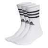 adidas 3-Stripes Cushioned Crew Socks 3 Pairs White/Black XL 11-12.5