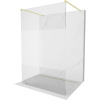 Mexen Kioto, sprchová zástena Walk-In 130 x 200 cm, 8mm číre sklo-námraza, zlatý matný profil, 800-130-002-55-35