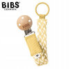 BIBS DUDLÍK S KLIPOM BRAID PALE BUTTER & IVORY, retiazka na cumlík, 100 % organická bavlna