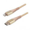 Kábel USB (2.0), USB C M- Apple Lightning M, 2m, MFi certifikácia, 5V/3A, zlatý, Logo, box, nylónov KUETCML20ZBL
