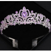 B-TOP Elegantná svadobná tiára s fialovými kryštálmi
