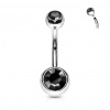 Piercing do pupku s vnútorným skrutkovaním farebné zirkóny Farba: čierna