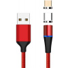 PremiumCord Magnetický micro USB a USB-C nabíjecí a datový kabel 1m, červený ku2m1fgr