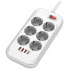 COLORWAY Predlžovací napájací prívod/ 6x Schuko/ 3x USB-A / 1x USB-C/ 36W/ kábel 2m